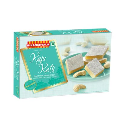 Bikanervala Kaju Burfi 200g  Premium Cashew Sweet | Traditional Indian Mithai & Burfi Made with Desi Ghee | Kaju Katli for Gifting, Festivals, Weddings & Celebrations | Authentic Packed Sweet Box | Vegetarian Dessert