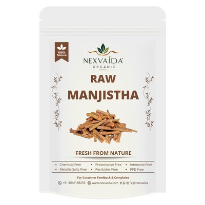 NEXVAIDA Organic Manjistha Root Sticks (100 Grams) 100% Pure & Natural Rubia Cordifolia | Dried Ayurvedic Herb for Skin Glow, Detox, Joint & Immune Support