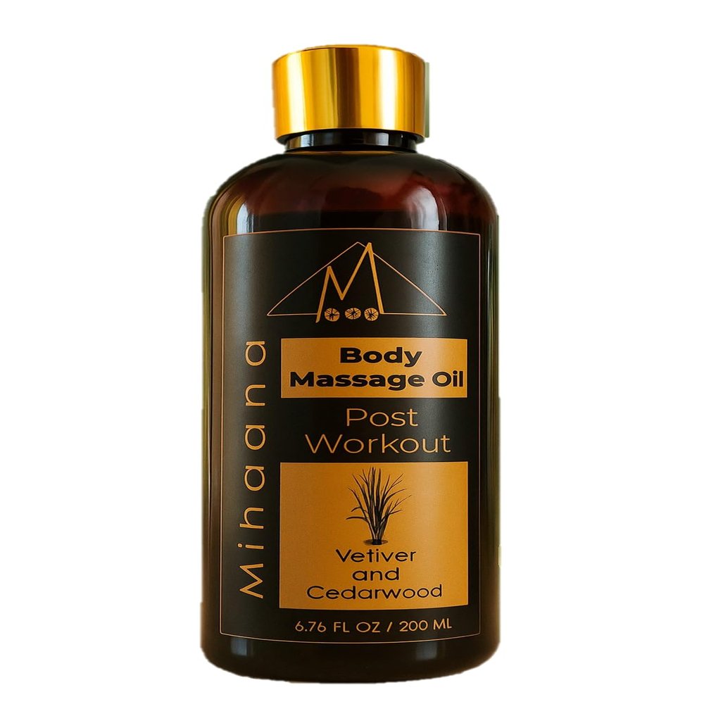 Mihaana Post Workout Body Massage Oil - Muscle Recovery & Pain Relief - Sports Fitness Athletic Deep Tissue Therapy Oil - 200ml