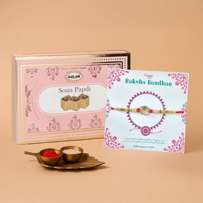 Half Engineer Om Rakhi with Sonapapdi Sweets Rakshabandhan Gift For Brother|Soan Papdi 200gm|Gift For Bhai Litter Brother Sister Kids