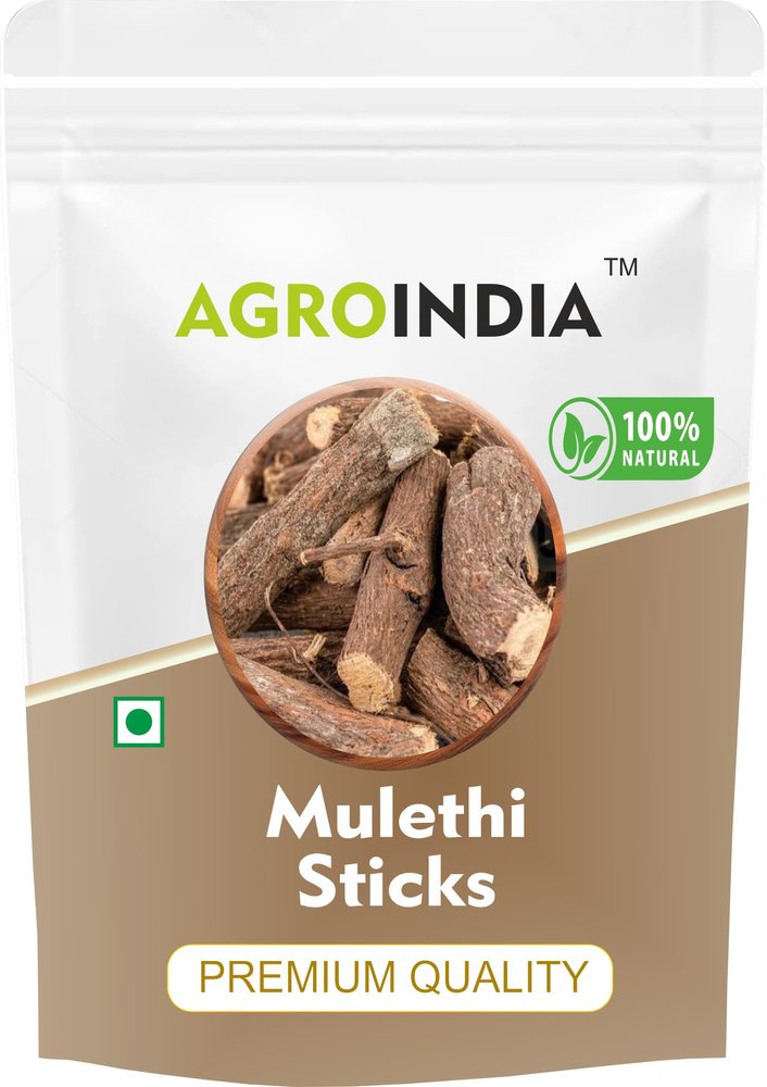 AgroIndia Mulethi Root For Skin and Hair- Yashtimadhu- Liquorice Root- Glycyrrhiza Glabra Sticks- 100% Natural (100gm)