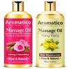 AROMATICO Rose Sandalwood & Ylang-Ylang Massage Oils Pack of 2. For Mood Upliftment, Muscle Relaxation & Skin Nourishment, 100% Natural, Non-Sticky - 300ml. view 1