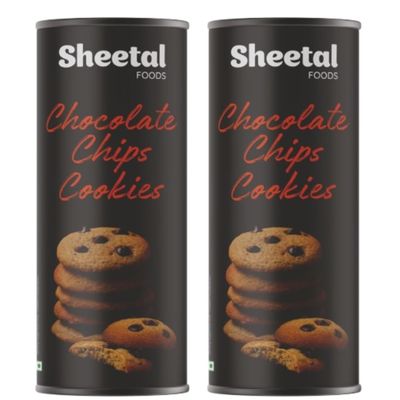 Sheetal Foods Chocolate Chips Cookies | Crispy & Crunchy Choco Chip Biscuits | Sweet Snack Treat | Pack of 2 | By Sheetal