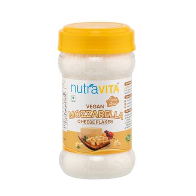 Nutra Vita lyphilize Vegan Mozzarella Cheese Flakes (200 Grams,Plant-Based, Cheesy Seasoning, Dairy-Free, Not Milk Cheese)