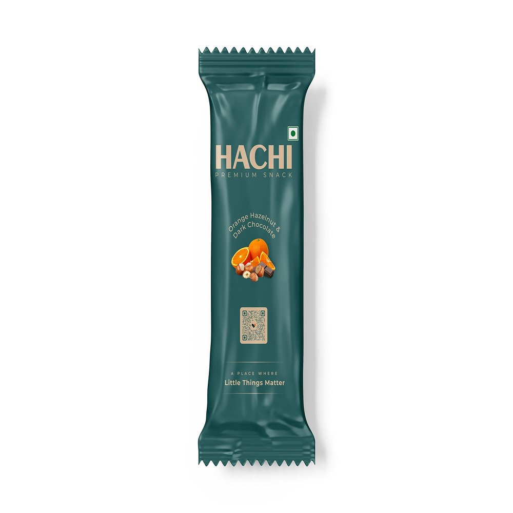 HACHI Orange Hazelnut & Dark Chocolate Granola | Crunchy Granola with Rolled Oats, Hazelnuts, Orange & Dark Chocolate | Healthy Snack for Tiffin, Office & Travel | Pack of 10 (35g Each)