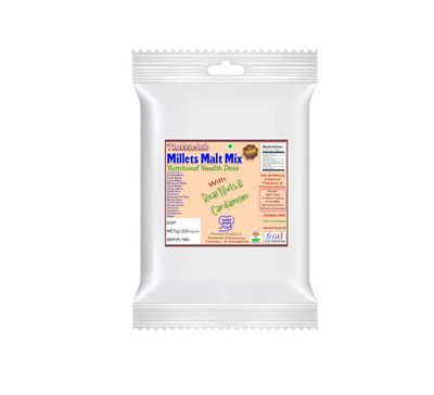 Nutrichik Millets Malt Mix, Natural Health Drink with Nuts and Cardamom, No Artificial Colours or Preservatives (with Sugar)