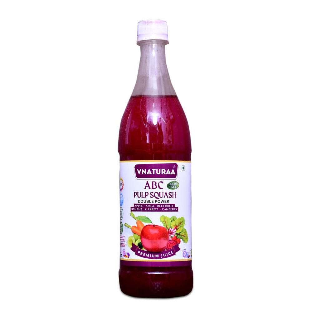 Vnaturaa Sugar Free ABC Pulp Squash 750ml | Apple - Amla-Beetroot-Banana -Carrot - Cranberry Squash