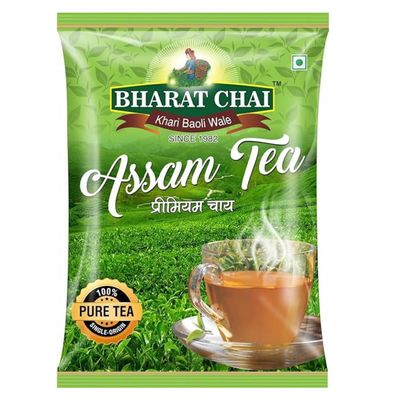 Bharat Chai Green Label  Premium Assam CTC Kadak Chai Patti 500g | BPS Grade (Mota dana) | Single Origin Strong Black Tea | Unblended, Pure Loose Leaf with Rich Taste & Aroma Perfect for Milk Chai