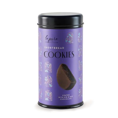 Le Pure Nib & Nut Chocolate Coated Shortbread Cookies | Crunchy Almond & Cocoa Nib Texture with 70% Dark Chocolate | Gluten-Free, Premium Artisan Cookies | 170g