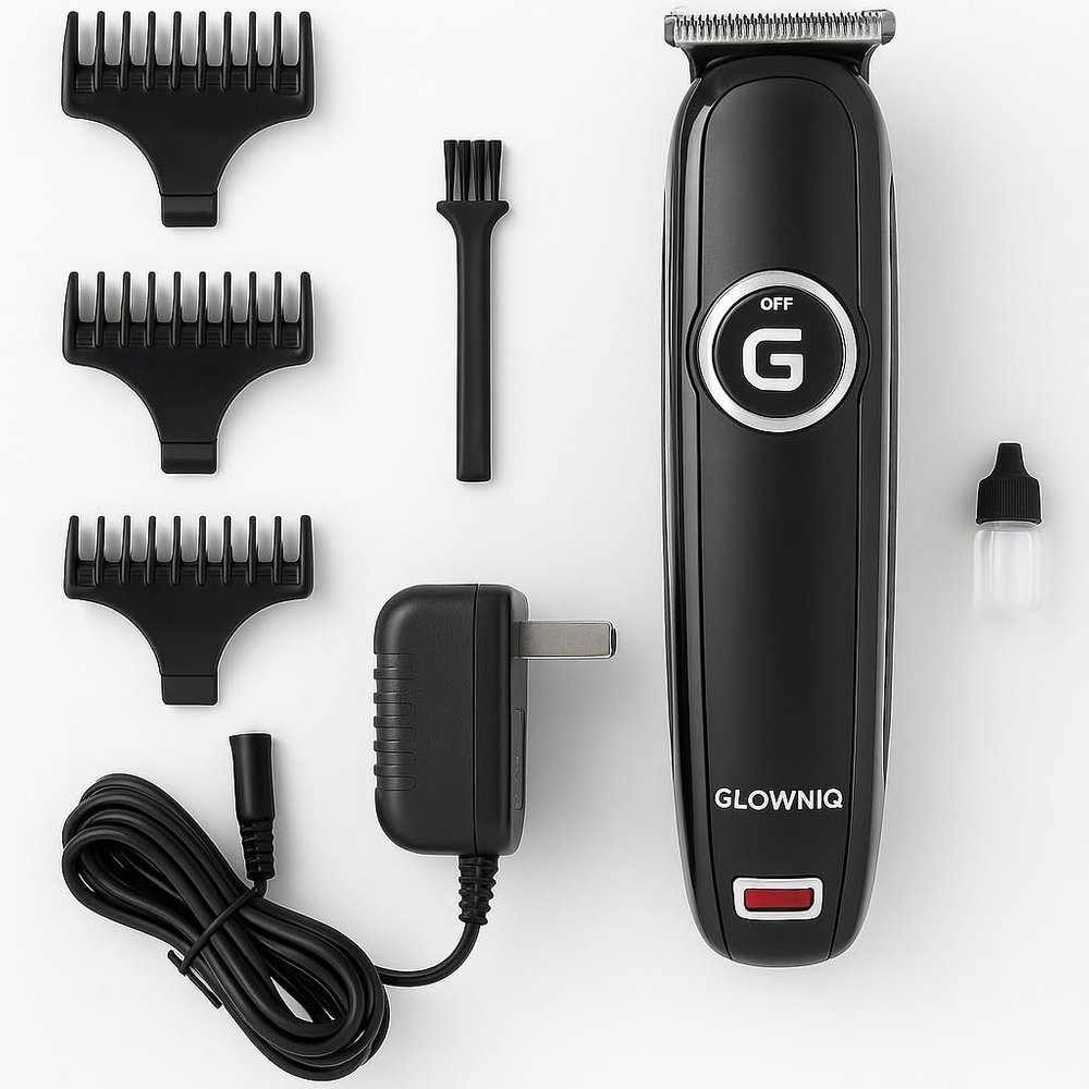 GLOWNIQ Cordless Beard & Hair Trimmer for Men | Rechargeable Grooming Kit with Adjustable Combs, Sharp Blades & USB Charger | Precision Trimmer for Beard Styling & Hair Cutting