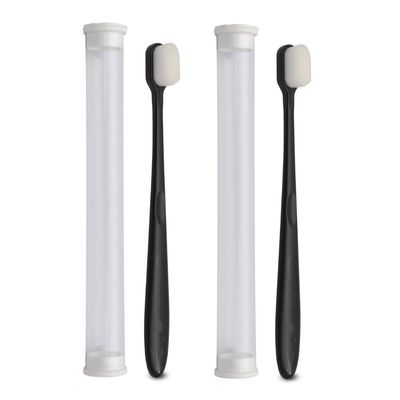 9UP 2Pcs Ultra Soft Toothbrush For Adult | Manual Toothbrush With 20000 Extra Soft Bristles For Sensitive Gums & Teeth, Pregnant Women, Kids & Elders (Black Brush White Flat Bristles)