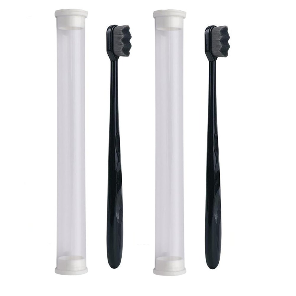 9UP 2Pcs Ultra Soft Toothbrush For Adult | Manual Toothbrush With 20000 Extra Soft Bristles For Sensitive Gums & Teeth, Pregnant Women, Kids & Elders (Black Brush Black ZikZak Bristles)