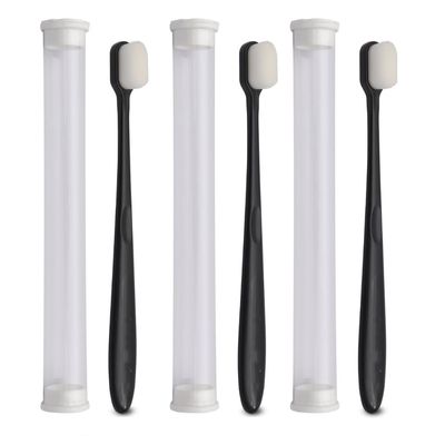9UP 3Pcs Ultra Soft Toothbrush For Adult | Manual Toothbrush With 20000 Extra Soft Bristles For Sensitive Gums & Teeth, Pregnant Women, Kids & Elders (Black Brush White Flat Bristles)