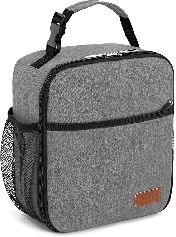 Lunch Bag for Men/Women, Reusable Lunchbox for Adult, Small Insulated Lunch Box, Lunch Tote Bag for Office, Work, Picnic (Gray)