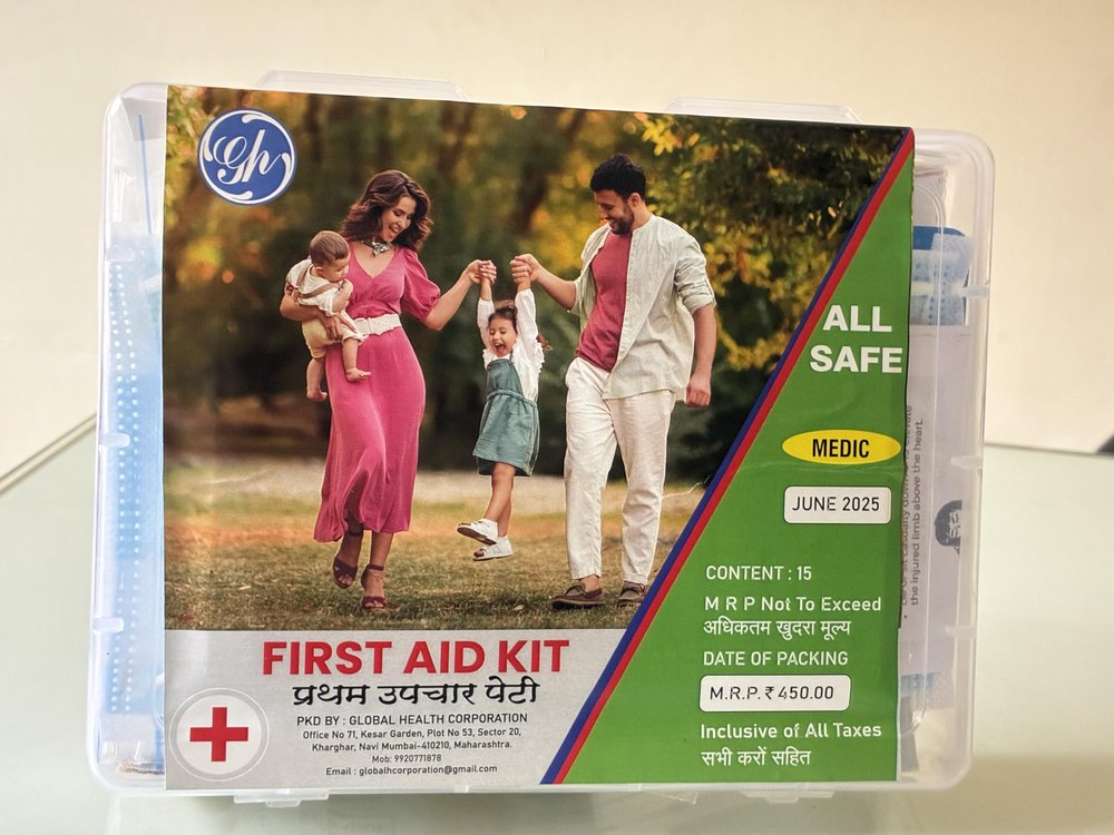 ALL SAFE MEDIC First Aid Kit Storage Box- will all the emergency items Set with Medicine (Transparent Plastic Case), Rectangular, Standard