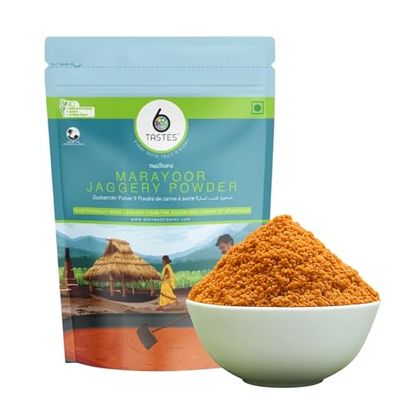 6TASTES Marayoor Jaggery Powder | Iron-Rich & Mineral Loaded | Kerala Cane | From GI Region of Kerala | No preservatives | Healthy Sugar Substitute - 500g