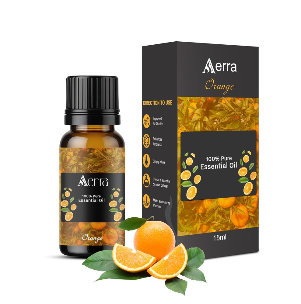 Aerra Orange Essential Oil (15ml) - 100% Pure Cold-Pressed Oil for Aromatherapy, Diffuser, Home, Car & DIY - Fresh Citrus Scent
