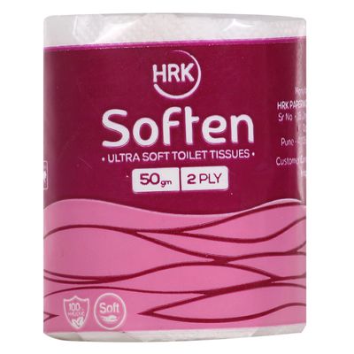 HRK SOFTEN Ultra SoftToilet Paper/Tissues Rolls, 2 Ply, Pack of 1 Rolls, (200 Pulls) Ultra-Soft, Highly Absorbent Tissue | Compatible with All Dispensers | Ideal for Home, Office & Restaurant Use
