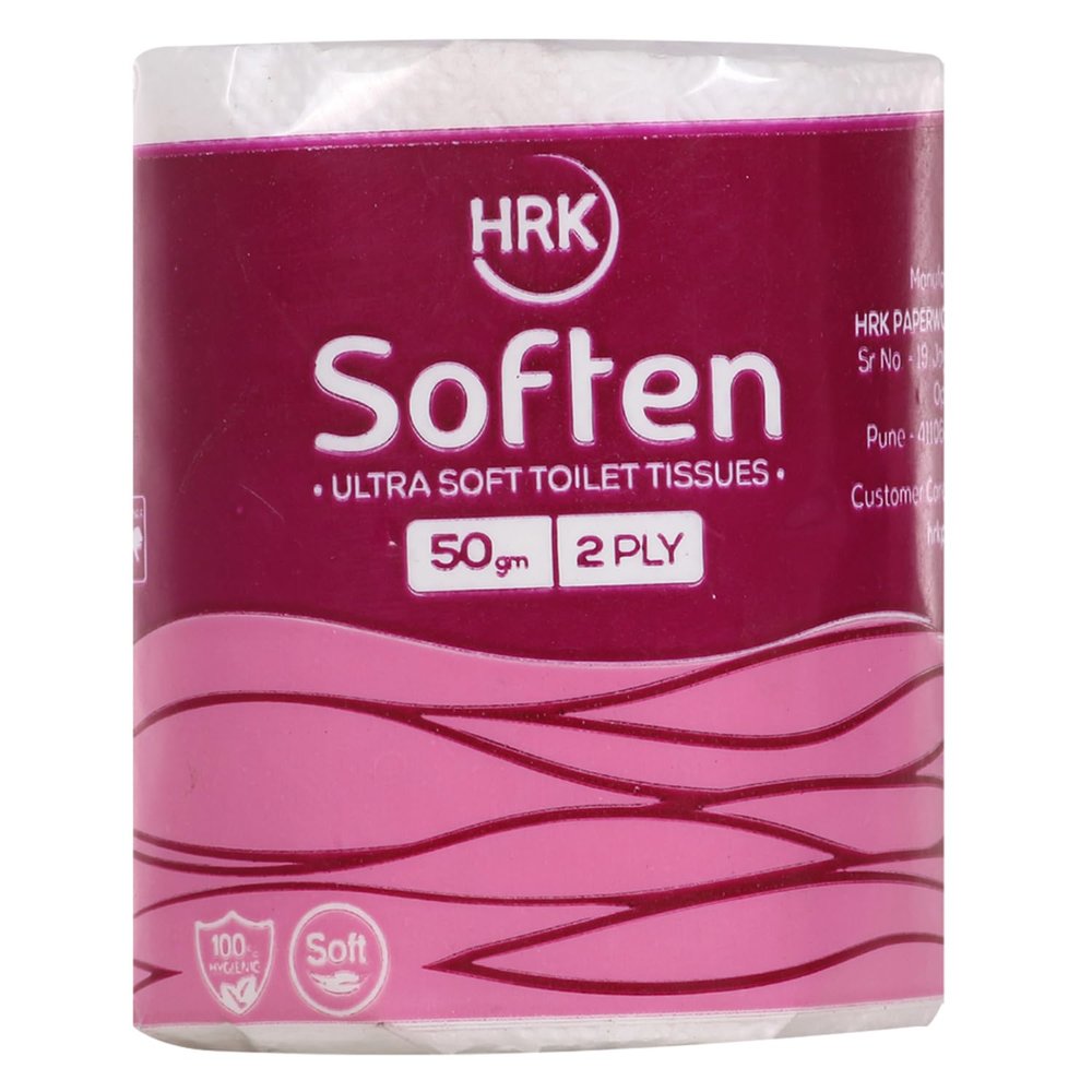 HRK SOFTEN Ultra SoftToilet Paper/Tissues Rolls, 2 Ply, Pack of 1 Rolls, (200 Pulls) Ultra-Soft, Highly Absorbent Tissue | Compatible with All Dispensers | Ideal for Home, Office & Restaurant Use