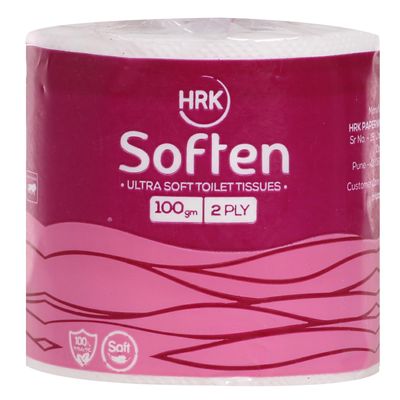 HRK SOFTEN Ultra SoftToilet Paper/Tissues Rolls, 2 Ply, Pack of 1 Rolls, (400 Pulls) Ultra-Soft, Highly Absorbent Tissue | Compatible with All Dispensers | Ideal for Home, Office & Restaurant Use