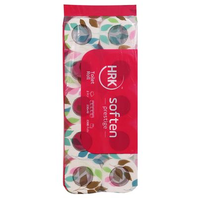 HRK SOFTEN PrestigeToilet Paper/Tissues Rolls, 2 Ply, Pack of 10 Rolls, (2300 Pulls) Ultra-Soft, Highly Absorbent Tissue | Compatible with All Dispensers | Ideal for Home, Office & Restaurant Use