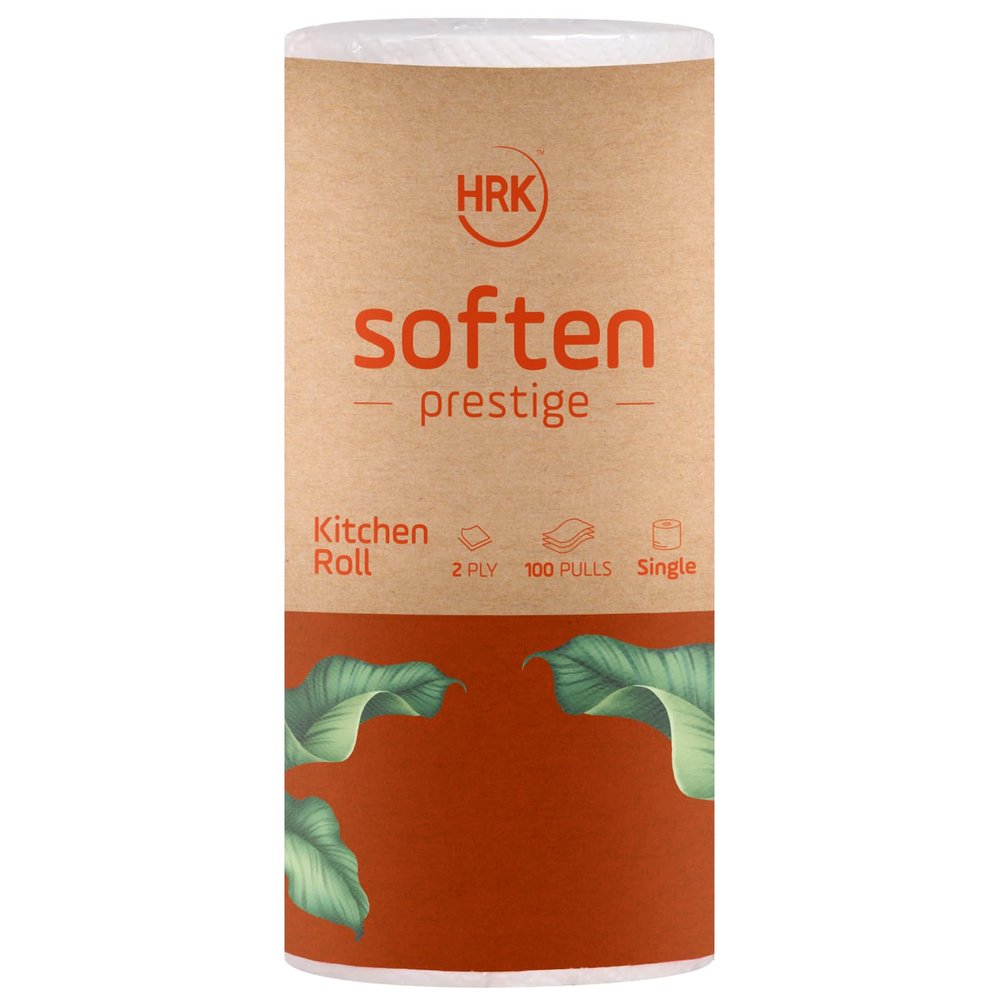 HRK SOFTEN Prestige Kitchen Towel Rolls 2 Ply, Pack of 1 Rolls, 20X20 CM, 200 Sheets, Tissue/Towel Paper Roll soft and highly absorbent |Food Safe & Chemical Free Tissue Papers