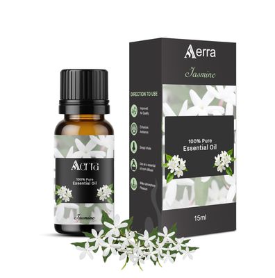 Aerra Jasmine Essential Oil (15ml) - Pure Mogra Aroma Oil for Diffuser, Puja, DIY - Floral Scent