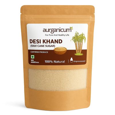 Aurganicum Desi Khand | Unrefined Natural Sugar | Traditional Khandsari | No Chemicals or Sulphur | Sugar Alternative  900 gm