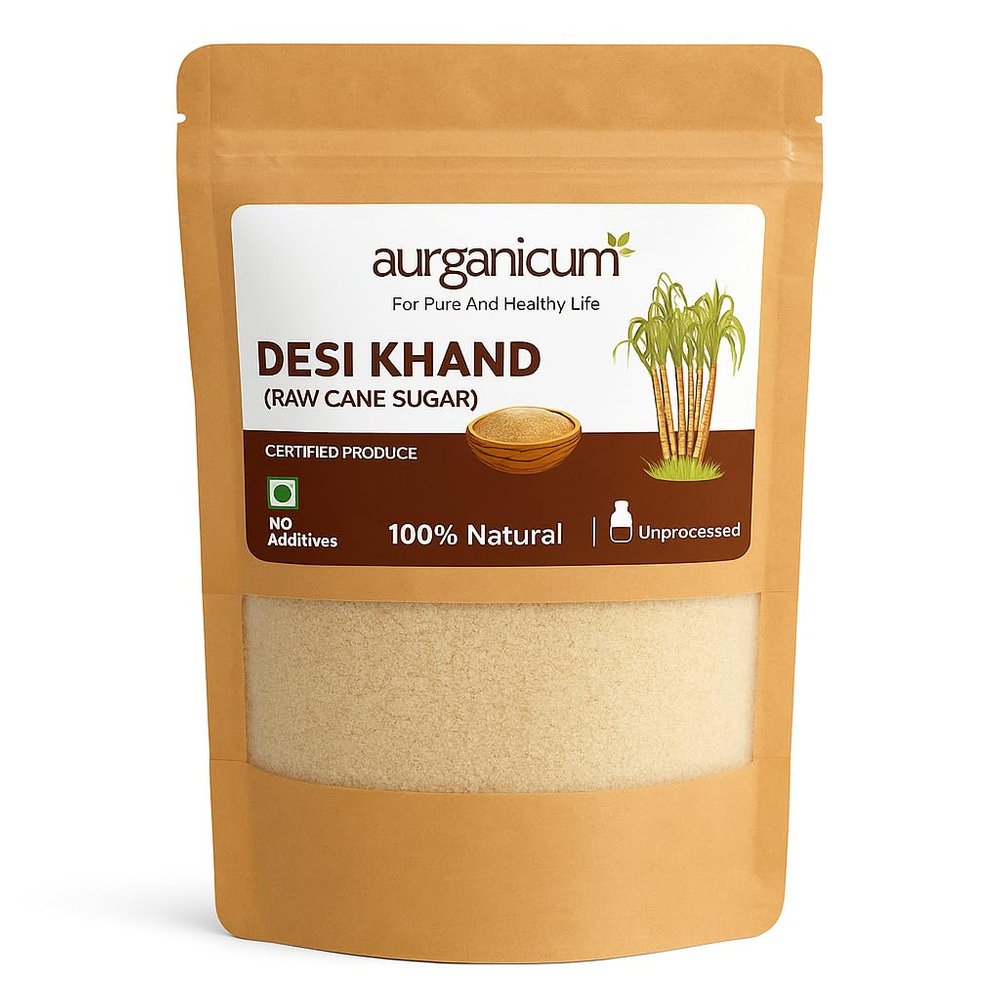 Aurganicum Desi Khand | Unrefined Natural Sugar | Traditional Khandsari | No Chemicals or Sulphur | Sugar Alternative  900 gm