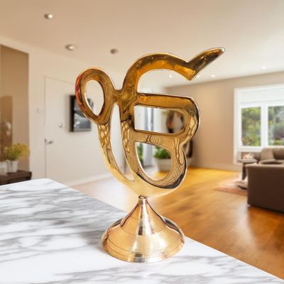 PITAL NAGRI ECRAFT, Sikh Religious Ek Onkar Symbol in Pure Brass Material | Golden Color | Suitable for Temple puja | Home Decor | Office Table | showpiece or Gifting