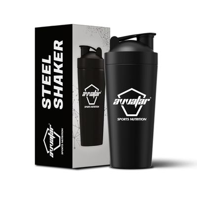 avvatar STEEL SHAKER | Black | 750ml | Stainless Steel Shaker | Leakproof and Easy Mixing