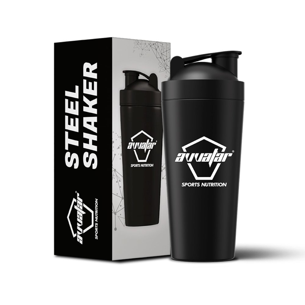 avvatar STEEL SHAKER | Black | 750ml | Stainless Steel Shaker | Leakproof and Easy Mixing