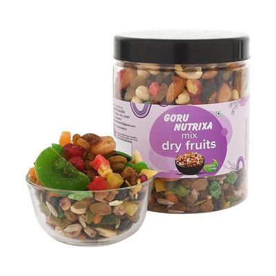 GORU NUTRIXA Healthy Nutmix Trail Mix 1KG | Mixed Dry Fruits Panchmeva | Apricot, Sunflower, Pumpkin Seeds, Almond, Cashews, Mix Fruits, Dates, Black & Green Raisins