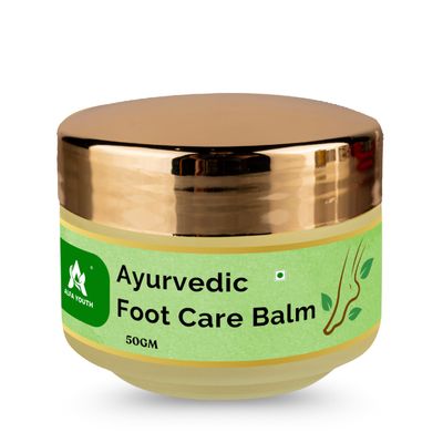 ALFA YOUTH AYURVEDIC FOOT CARE BALM 50 GM | ENRICHED WITH MINT, GINGER, COCONUT OIL & SHEA BUTTER | NATURAL SOLUTION FOR DRY & CRACKED HEELS | FOOT CREAM FOR SOFT & HEALTHY FEET