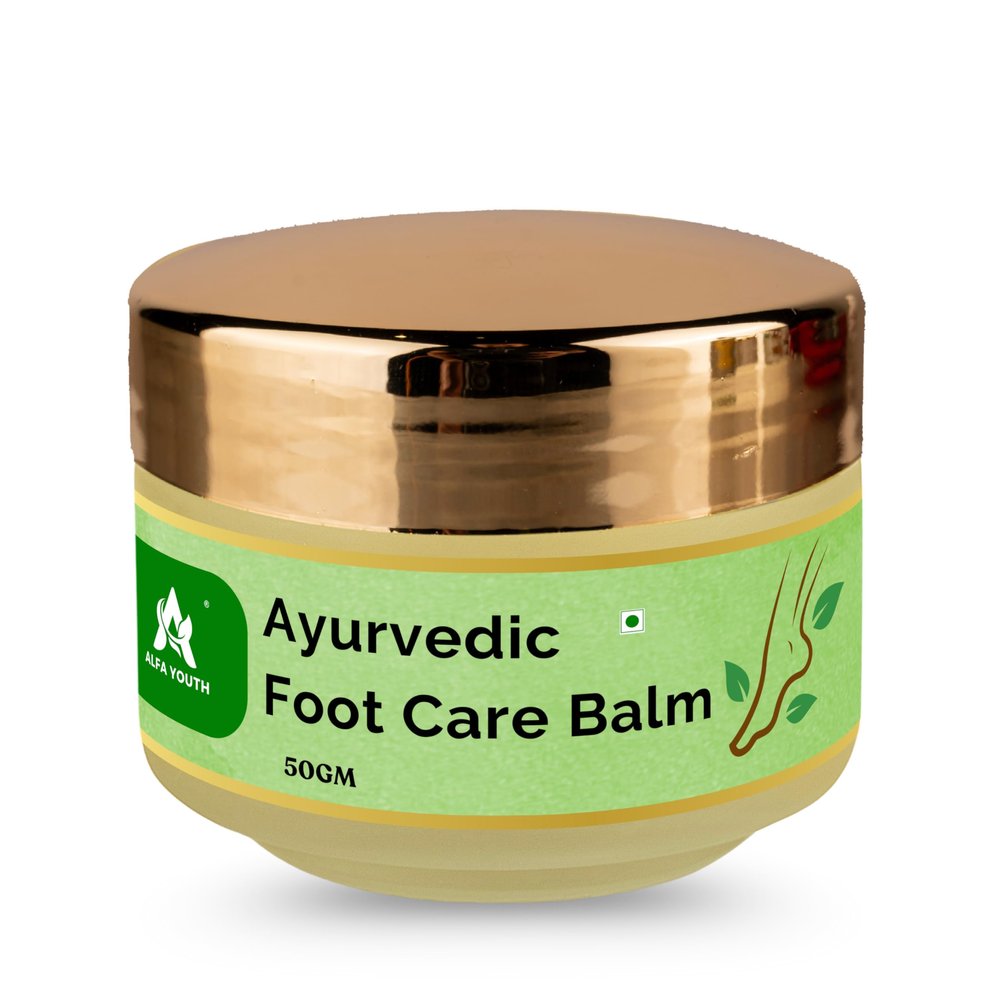 ALFA YOUTH AYURVEDIC FOOT CARE BALM 50 GM | ENRICHED WITH MINT, GINGER, COCONUT OIL & SHEA BUTTER | NATURAL SOLUTION FOR DRY & CRACKED HEELS | FOOT CREAM FOR SOFT & HEALTHY FEET