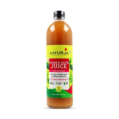 AAYURJA Women Glow Juice 750ML | Ayurvedic Skin & Hormonal Balance Tonic | Enhances Skin Radiance, Detox & Menstrual Wellness | Enriched with Natural Herbs | No Added Sugar