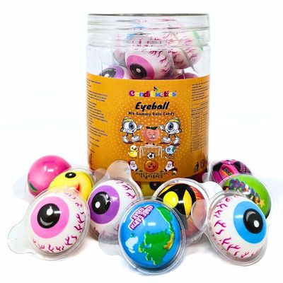 ASFOODS 3D Bursting Eyeball Jelly Candy | Halloween Mix Shaped Gummy Balls | Center-Filled Spooky Treats - 30 Pcs, Mix Fruit, 11 Grams