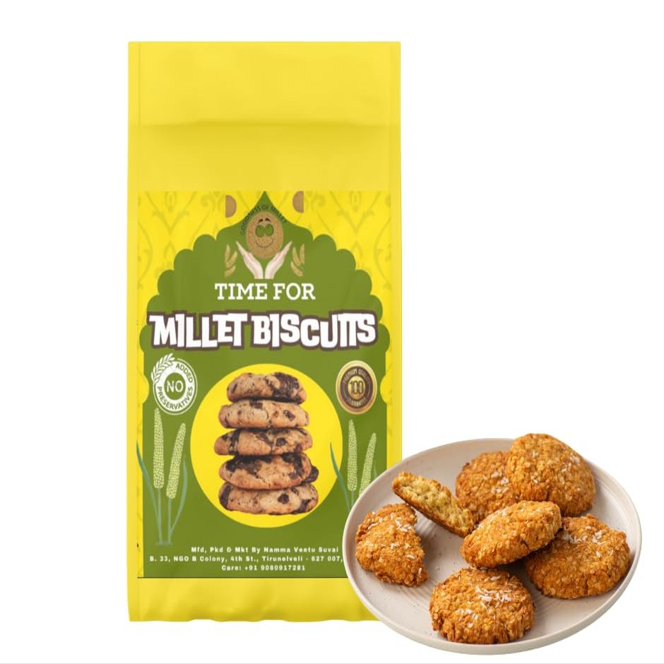 Time For Millet Biscuits Healthy Snack Made with Millets | Crunchy Cookies with Natural Ingredients | 100g Family Pack - Kodo Millet Cookies