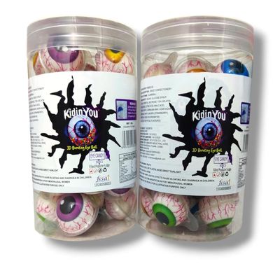 ASFOODS 3D Bursting Fruit Punch Eye Ball Candy Jelly Gummi Ball Spooky | Center Filled Gummy Candy | Halloween Special Tasty Jelly Balls 30 Pcs, 330 Gram Jar, Fruit (Pack of 1 Box)