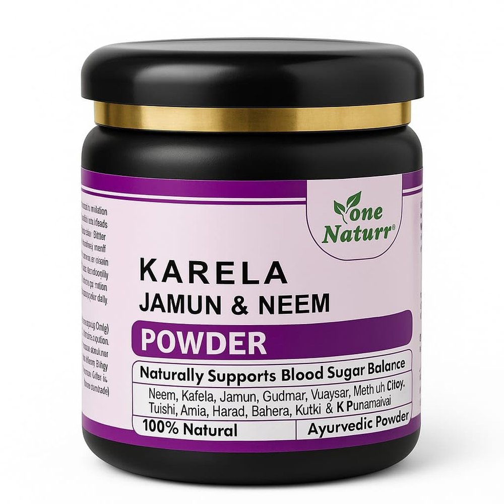 One Naturr Karela Jamun powder for diabetes with 13 potent herbs Naturally Support Blood Sugar level 100% Ayurvedic Formula karela jamun Sugar Control Powder (200g)