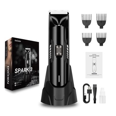ENCHEN Spark 3 Trimmer for Men Beard,Groin & Body Grooming Kit with Different Guide Combs,Professional Hair Clippers,Wet & Dry Use,Fast Charging,120 Mins Runtime,Black