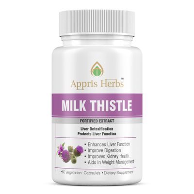 Appris Herbs | Milk Thistle Capsules  60 Count | Vegan, Preservative-Free Herbal Supplement (PACK OF 1)
