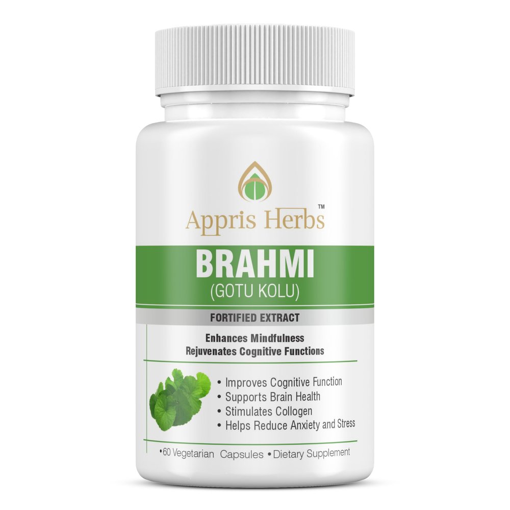 Appris Herbs | Gotu Kola (Mandukparni) Extract Ayurvedic Herb 60 Vegetarian Capsules Herbal Supplement (PACK OF 1)