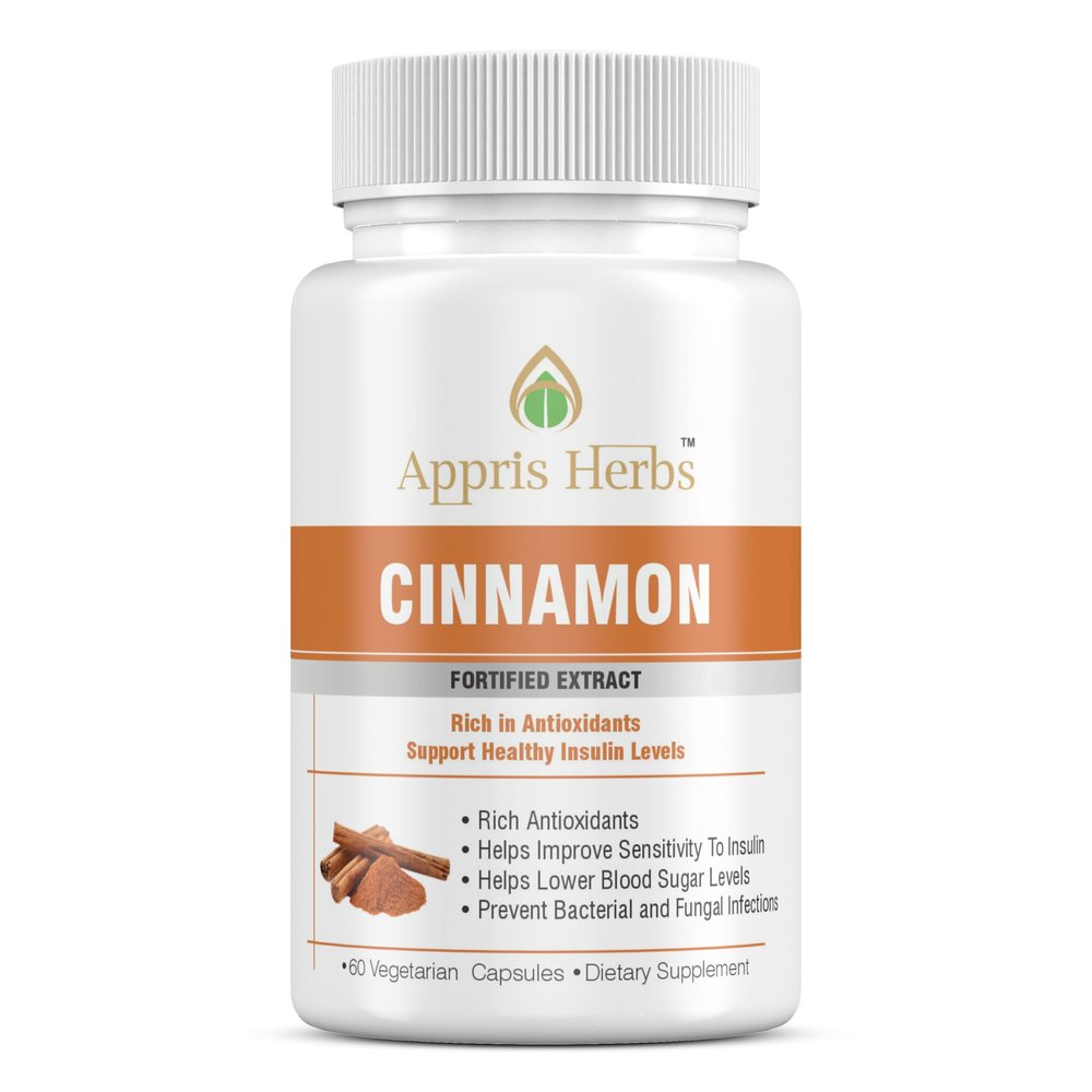 Appris Herbs |Cinnamon Extract  Cinnamomum Cassia  60 Vegetarian Capsules  Herbal Supplement (PACK OF 1)