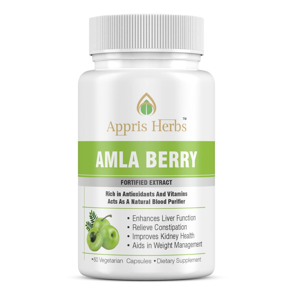 Appris Herbs | Amla Extract Capsules 60 Count | Veg Capsules |Pure Herbs Used | Natural Source of Vitamin C (PACK OF 1)