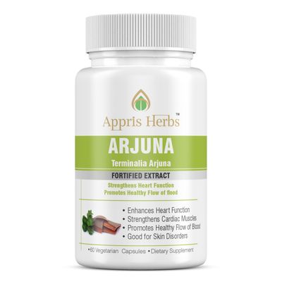 Appris Herbs | Arjuna Extract with Long Pepper  60 Vegan Capsules |Herbal Supplement | Antioxidant-Rich Formula (PACK OF 1)