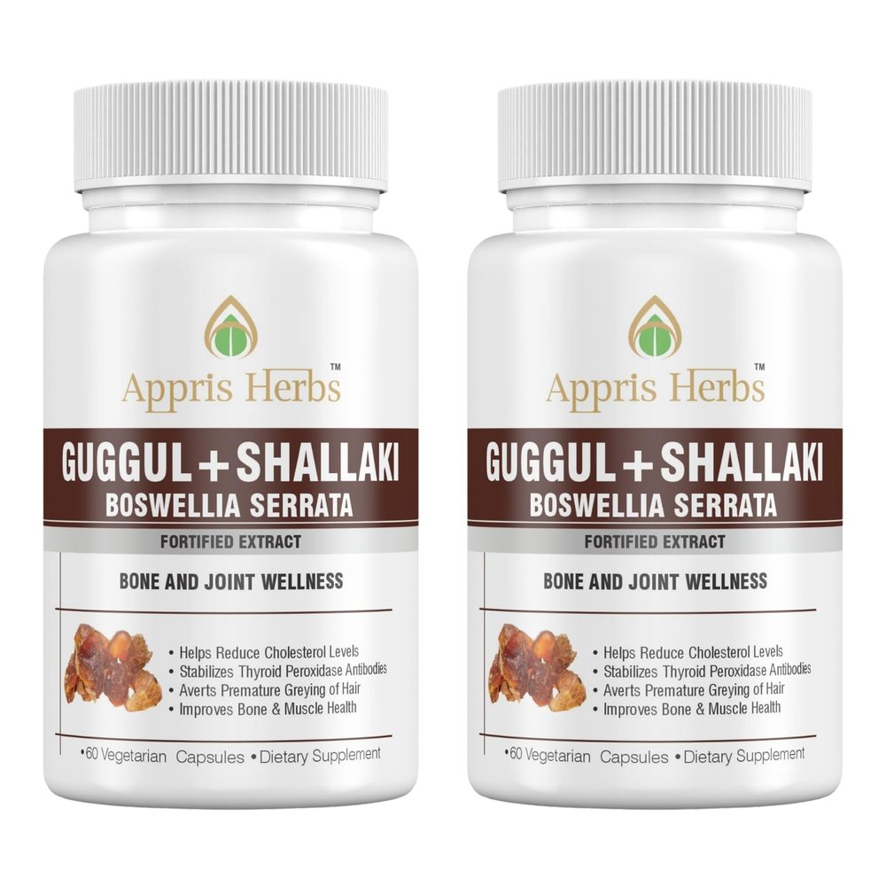 Appris Herbs | Guggulu Capsule + Sallaki Capsule 60 Vegetarian Capsules Ayurvedic Herbal Blend (PACK OF 2)