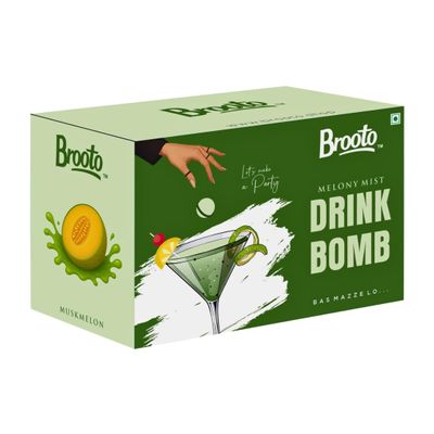 Brooto Drink Bomb Melony Mist | Muskmelon Flavoured Drink Premix Powder Ball | Mocktail & Cocktail Mixer | Just Add Water, Soda | Party Drink Mix for Home Bar & Events | Pack of 6