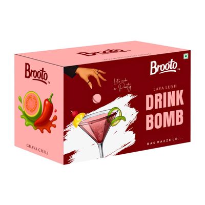 Brooto Drink Bomb Lava Lush | Guava Chilli Flavoured Drink Premix Powder Ball | Mocktail & Cocktail Mixer | Just Add Water, Soda | Party Drink Mix for Home Bar, Festivals & Events | Pack of 6