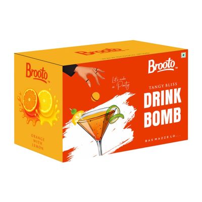Brooto Drink Bomb Tangy Bliss | Orange & Lemon Flavoured Drink Premix Powder Ball | Mocktail & Cocktail Mixer | Just Add Water or Soda | Party Drink Mix for Home Bar, Festivals & Events | Pack of 6